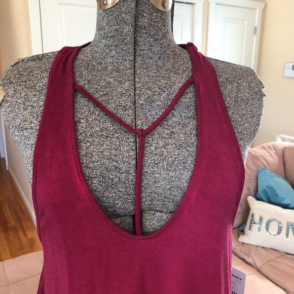 NWT S & M FREE PEOPLE RASPBERRY RAZORBACK TOP - Picture 2 of 8